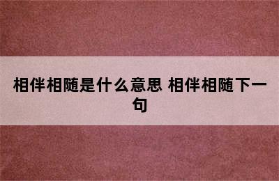 相伴相随是什么意思 相伴相随下一句